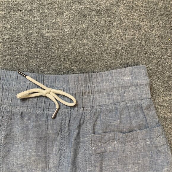 Athleta Shorts Womens 0 Blue Cabo Linen Chambray Elastic Waist Drawcord Pocket - Picture 3 of 11